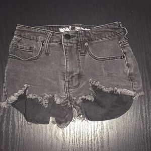 Black denim shorts